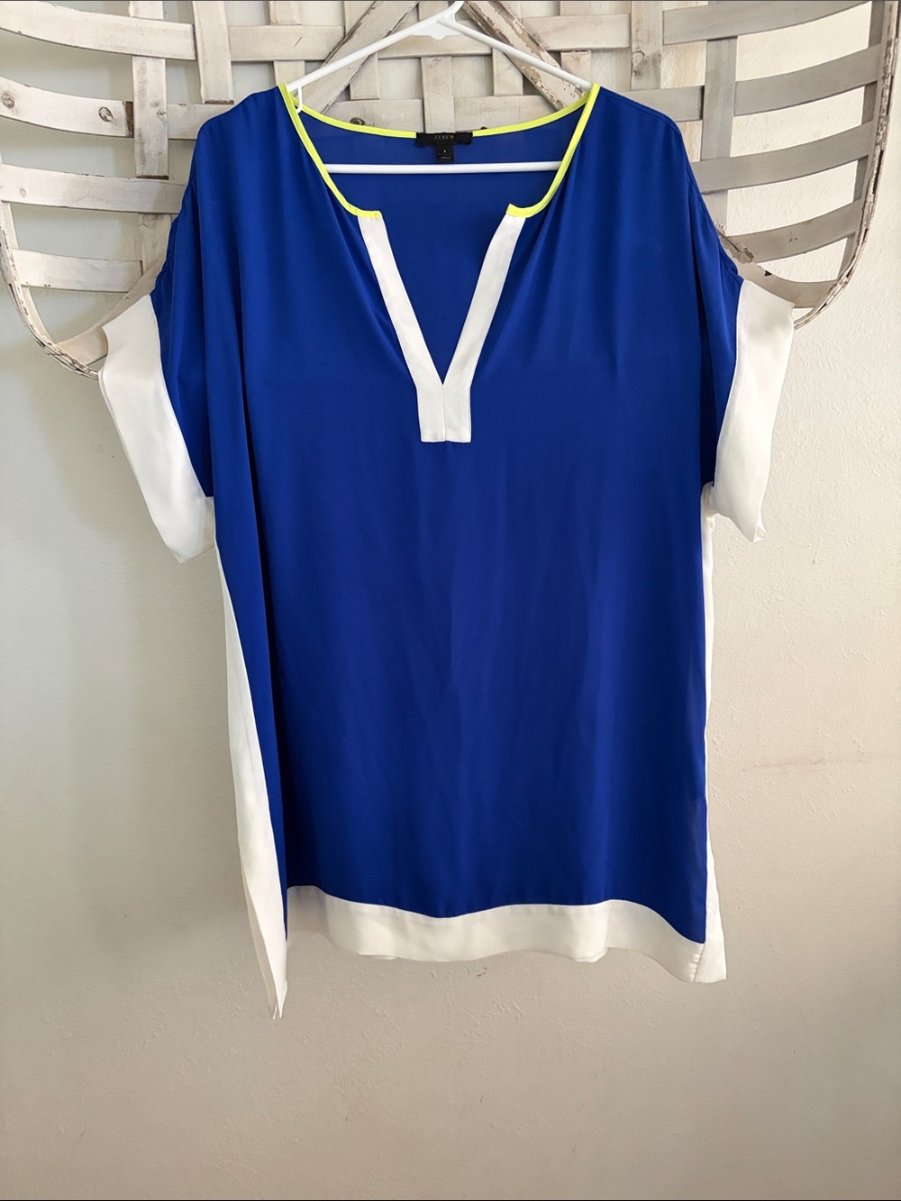 J. Crew Royal Blue Tunic with White Trim and Neon Accent